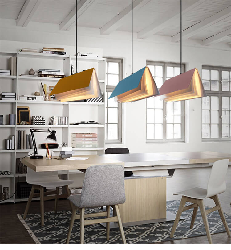 Suspension Livre Volant en Métal et PVC – Luminaire Suspendu Moderne Lumière