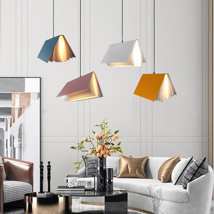 Suspension Livre Volant en Métal et PVC – Luminaire Suspendu Moderne Lumière