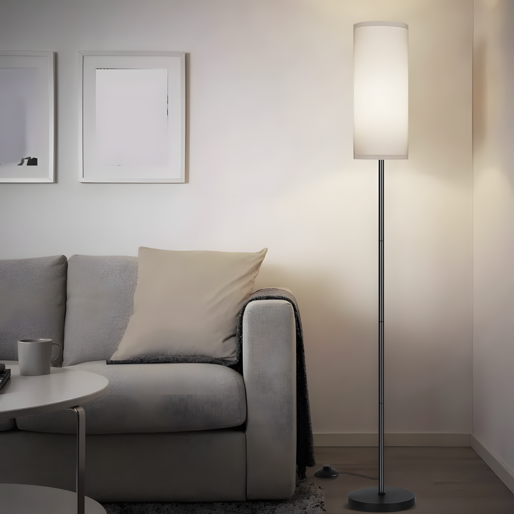 Lampadaire en tissu effet lin Nérina