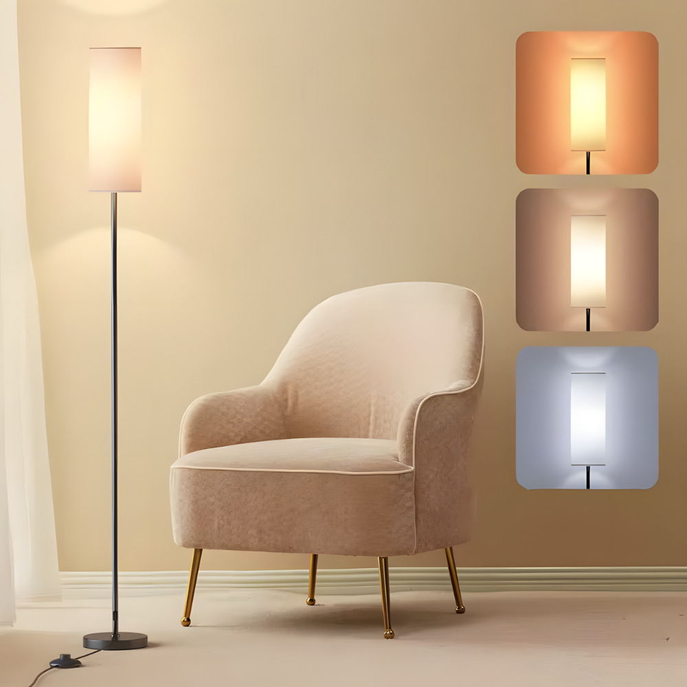 Lampadaire en tissu effet lin Nérina