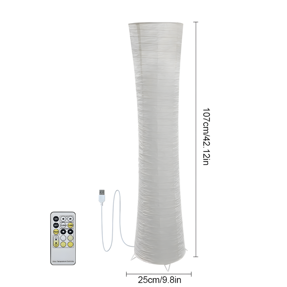 Lampadaire papier minimaliste Hinora