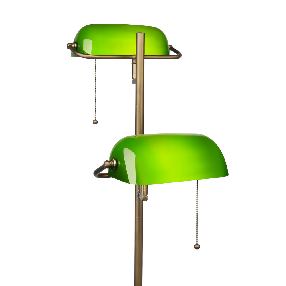 Lampadaire rétro laiton & verre vert Auren
