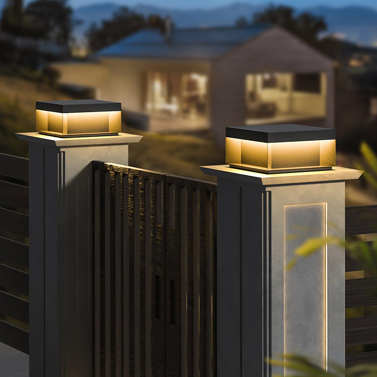 Borne de jardin LED en métal sablé – imperméable IP65, filaire ou solaire