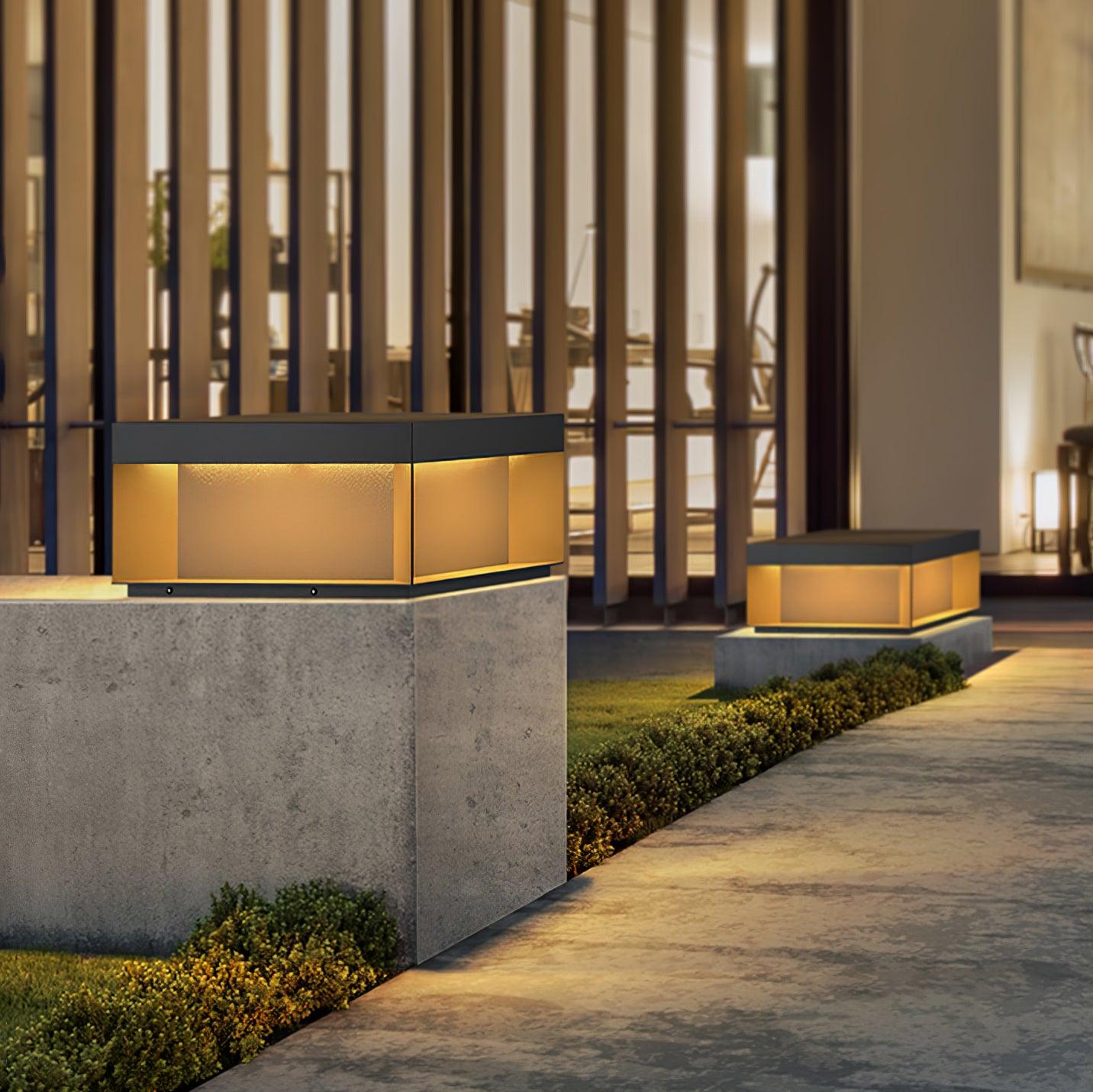 Borne de jardin LED en métal sablé – imperméable IP65, filaire ou solaire
