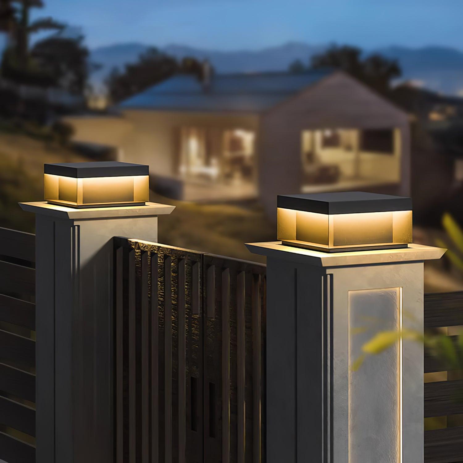 Borne de jardin LED en métal sablé – imperméable IP65, filaire ou solaire