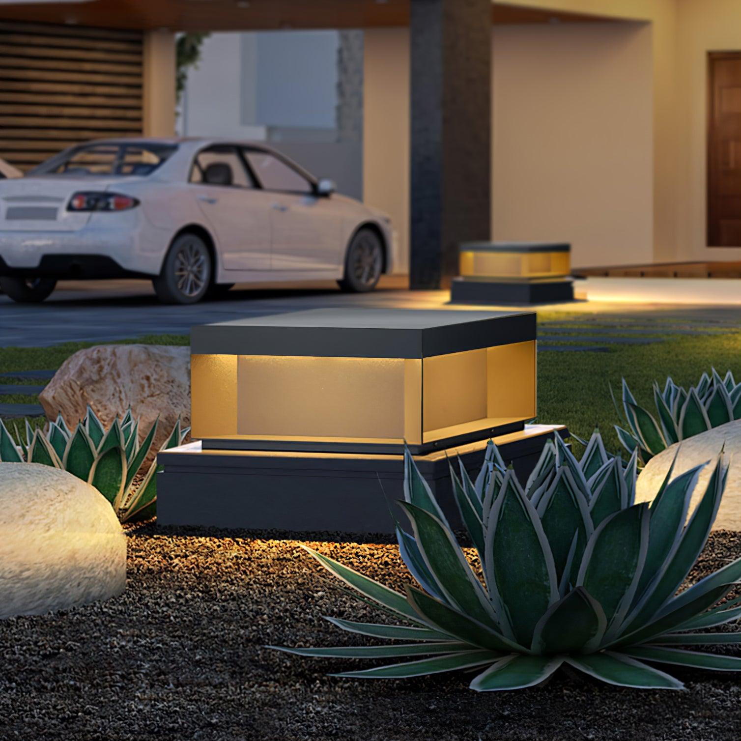 Borne de jardin LED en métal sablé – imperméable IP65, filaire ou solaire