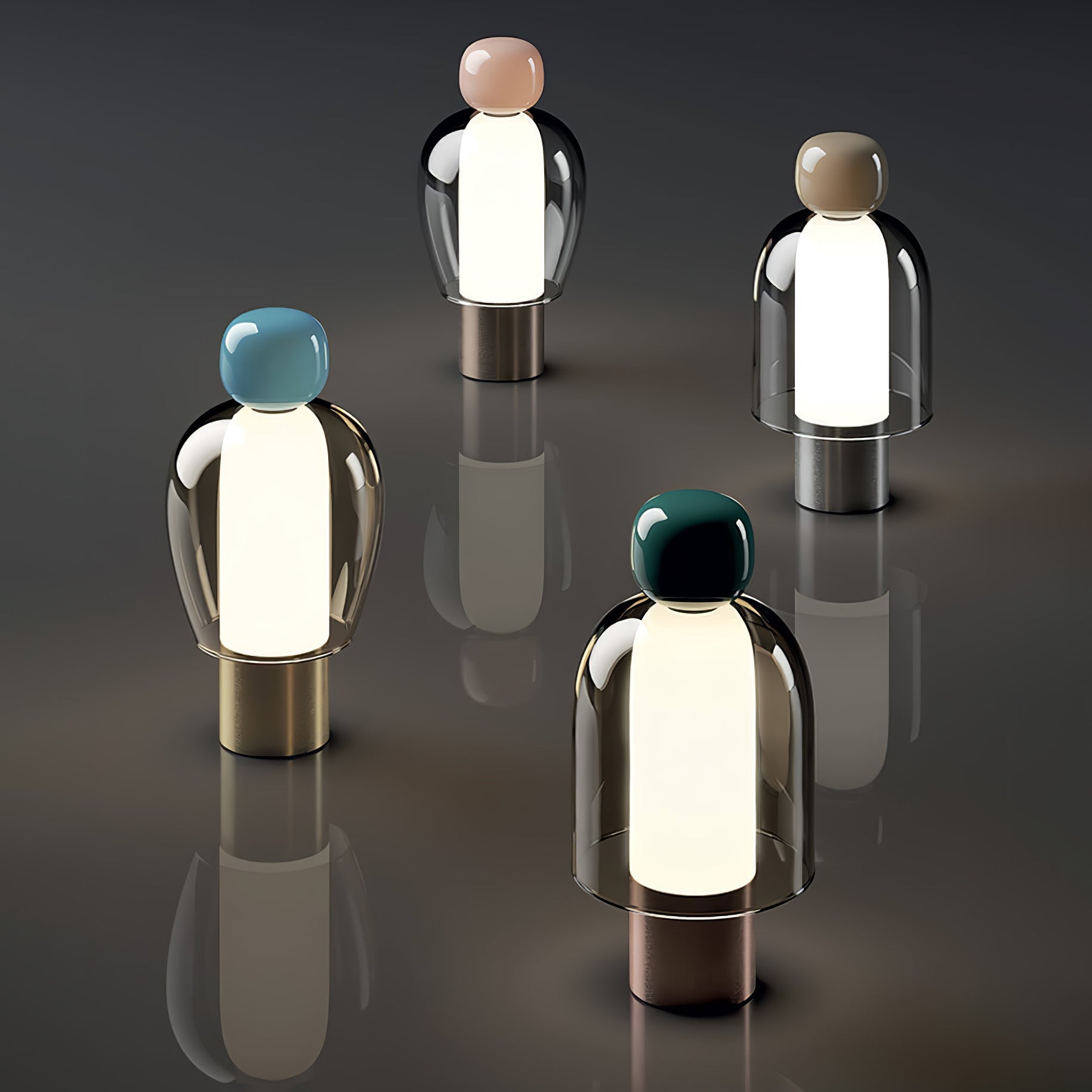 Lampe de table rechargeable en verre coloré Lumina Joy – design minimaliste
