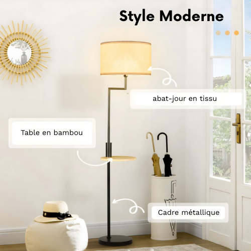 Lampadaire avec tablette & USB Kalyne