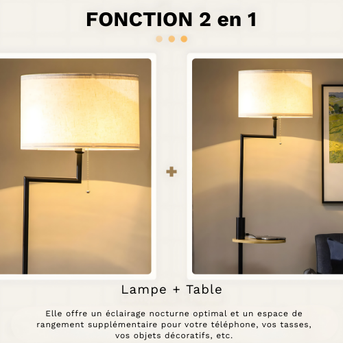 Lampadaire avec tablette & USB Kalyne