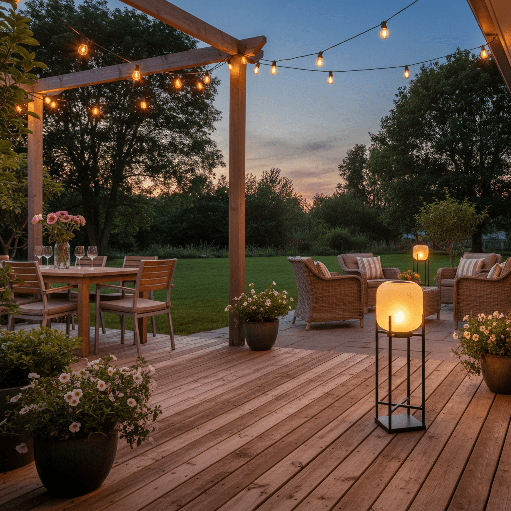 Lampadaire solaire en inox et verre style lanterne – éclairage jardin automatique