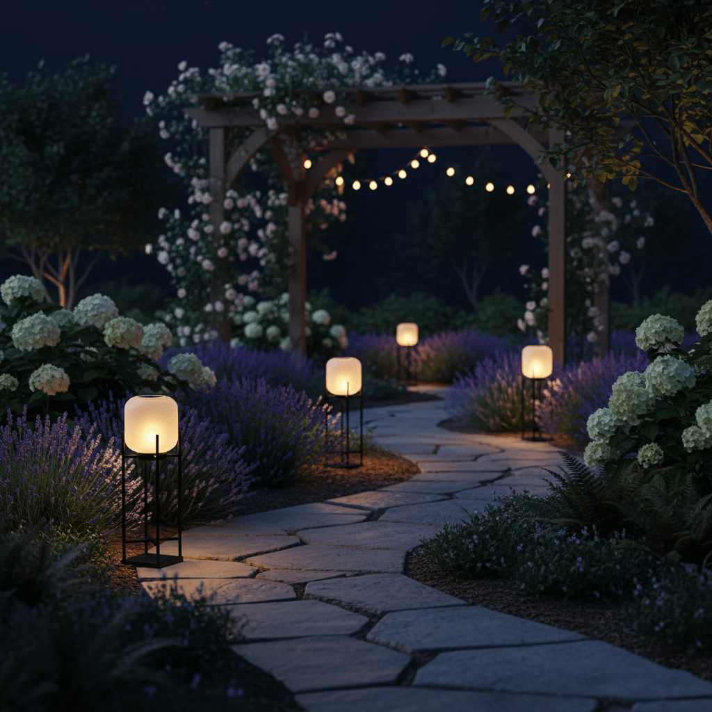 Lampadaire solaire en inox et verre style lanterne – éclairage jardin automatique