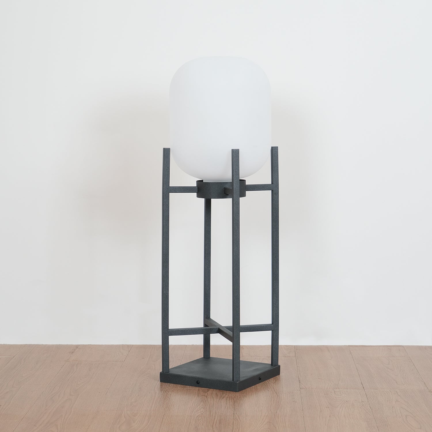 Lampadaire solaire en inox et verre style lanterne – éclairage jardin automatique
