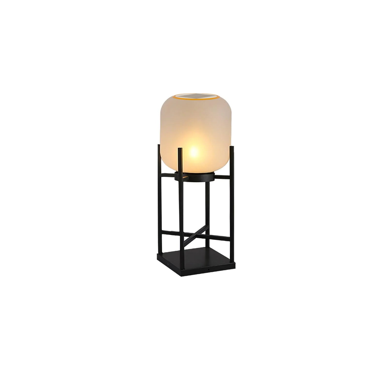 Lampadaire solaire en inox et verre style lanterne – éclairage jardin automatique