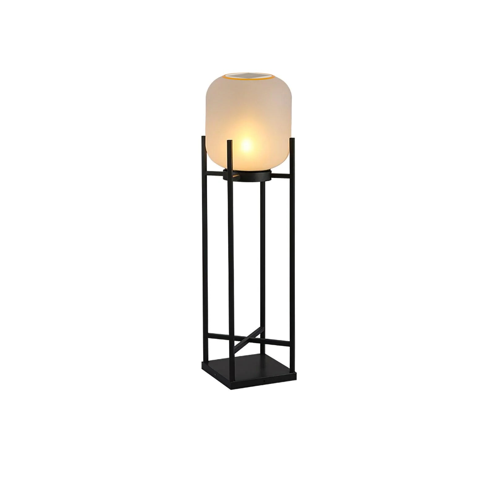 Lampadaire solaire en inox et verre style lanterne – éclairage jardin automatique