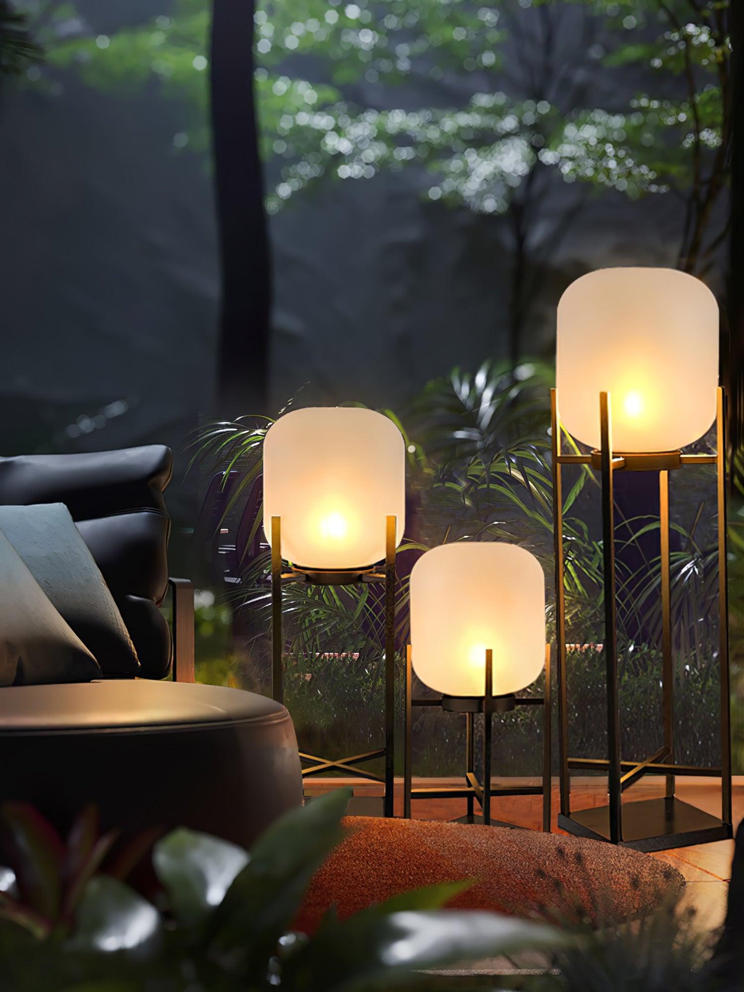 Lampadaire solaire en inox et verre style lanterne – éclairage jardin automatique