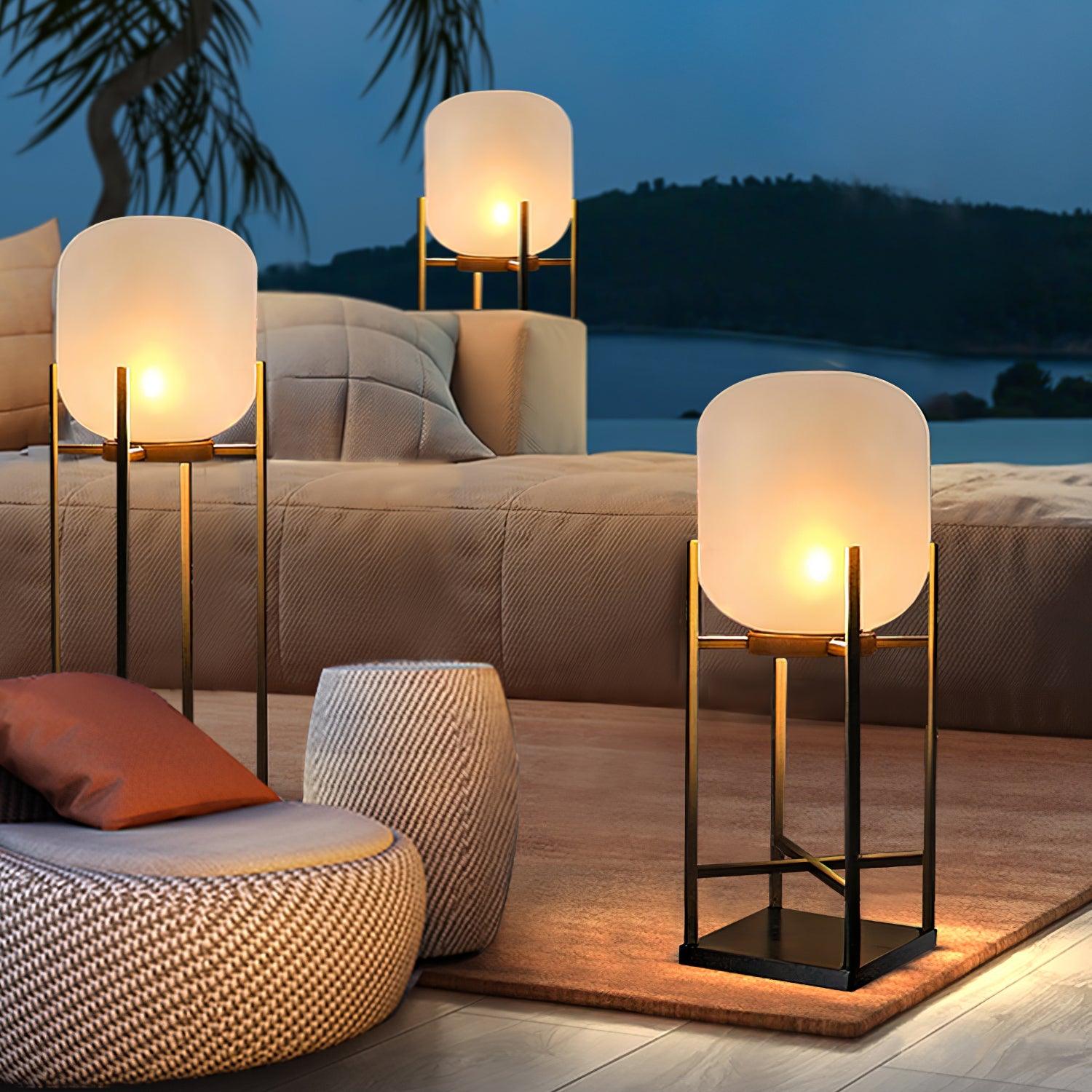 Lampadaire solaire en inox et verre style lanterne – éclairage jardin automatique