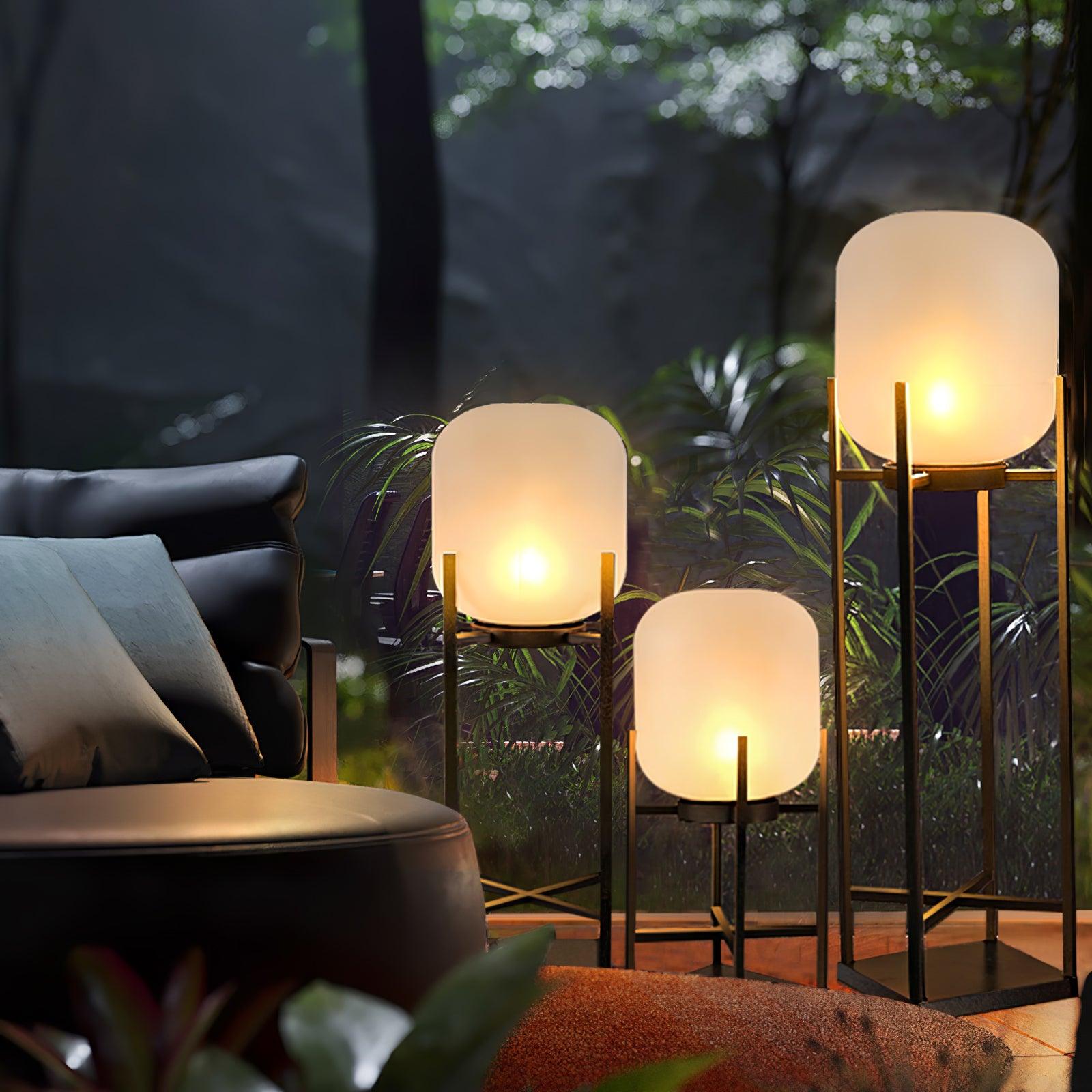 Lampadaire solaire en inox et verre style lanterne – éclairage jardin automatique