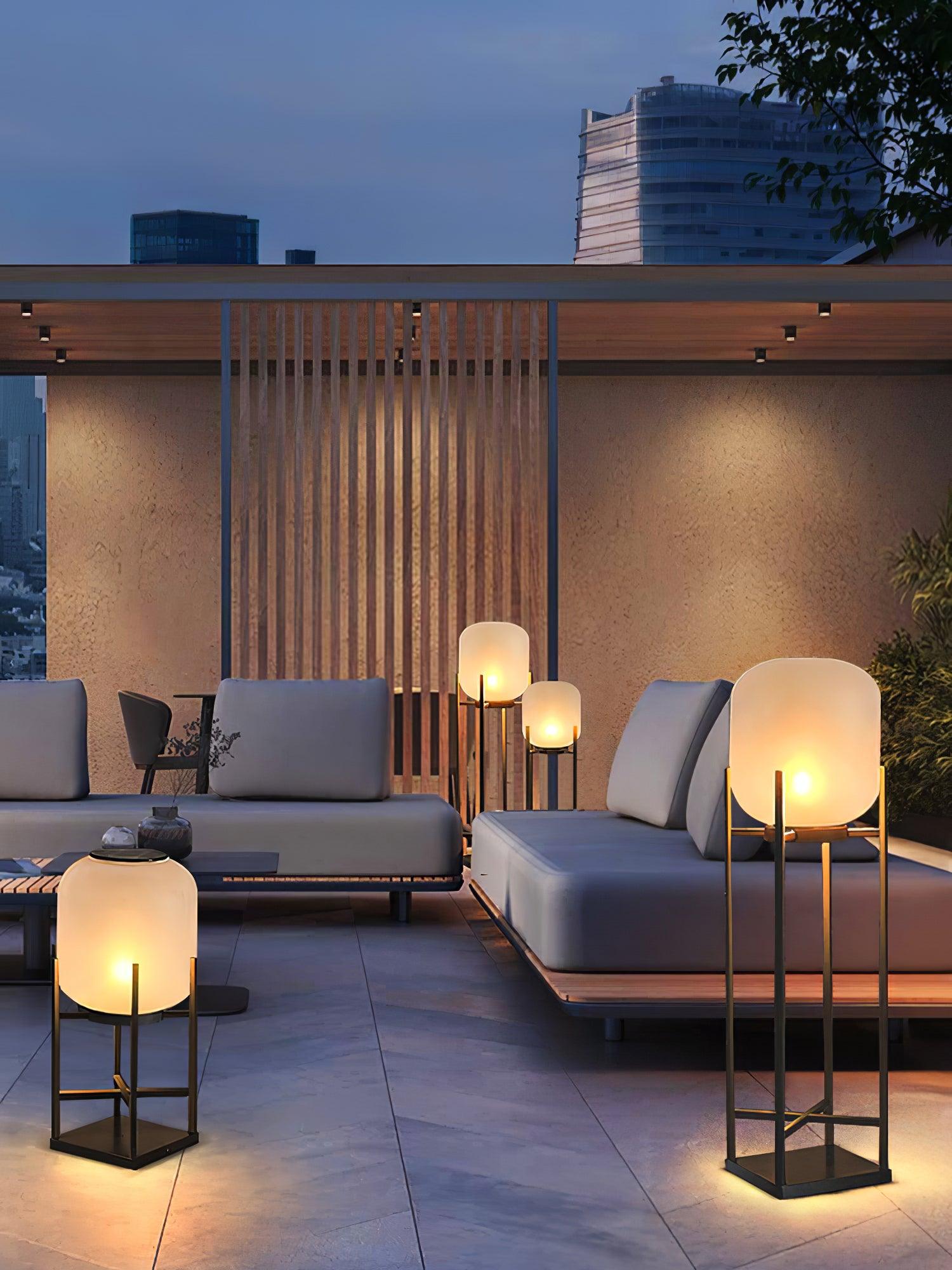 Lampadaire solaire en inox et verre style lanterne – éclairage jardin automatique