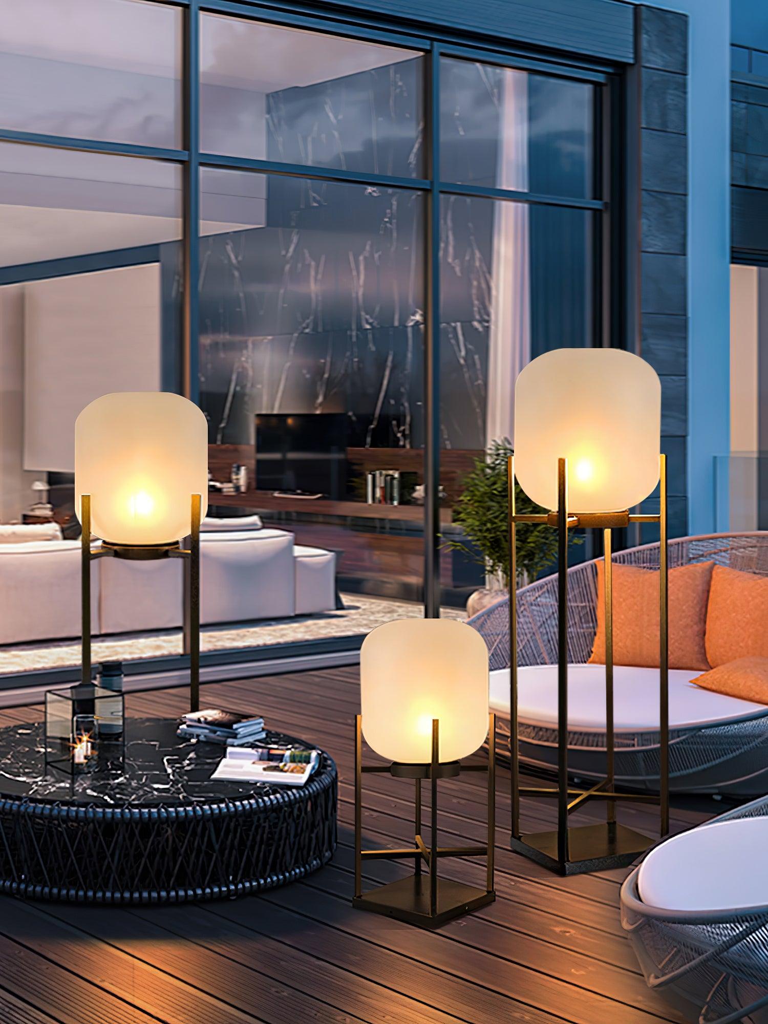 Lampadaire solaire en inox et verre style lanterne – éclairage jardin automatique