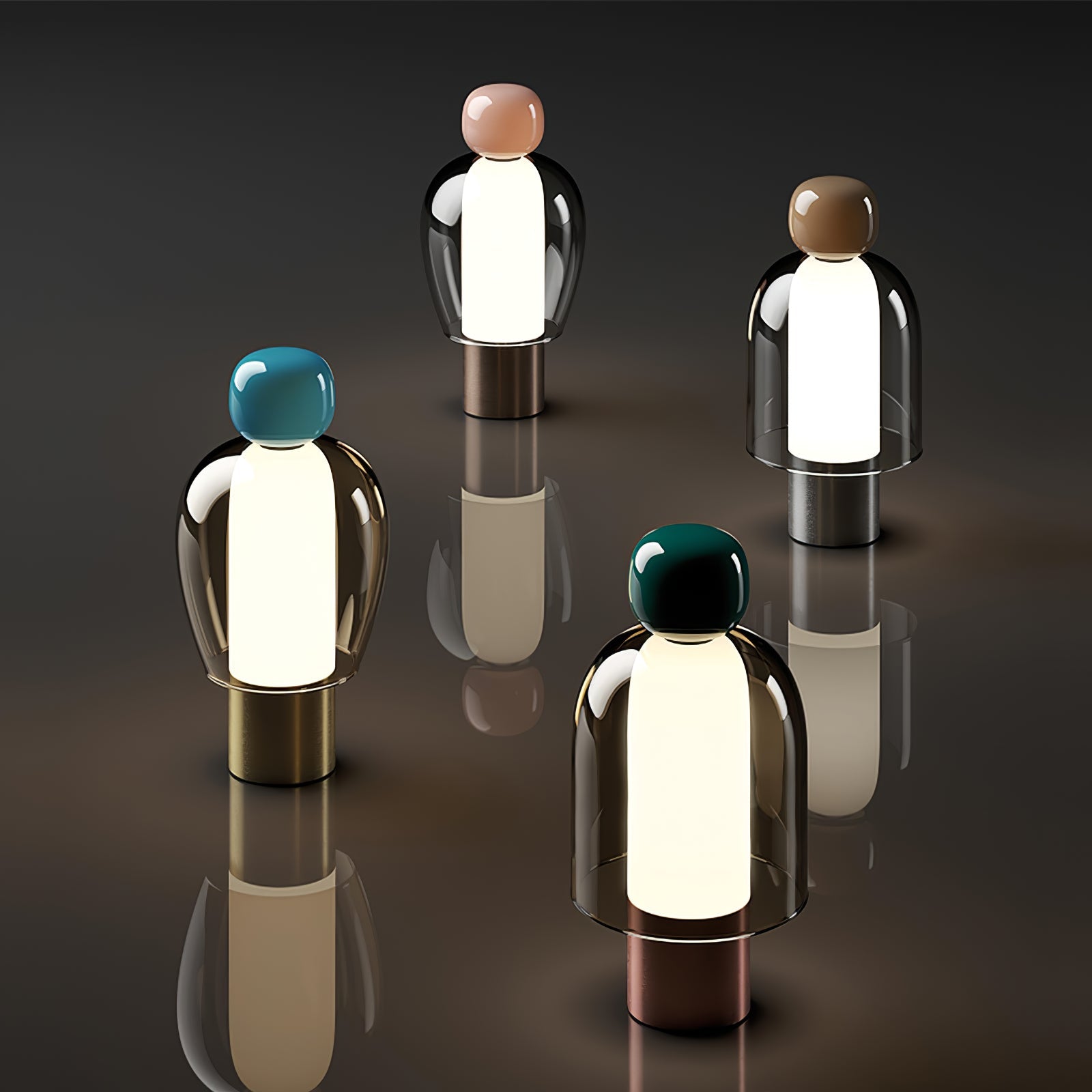 Lampe de table rechargeable en verre coloré Lumina Joy – design minimaliste