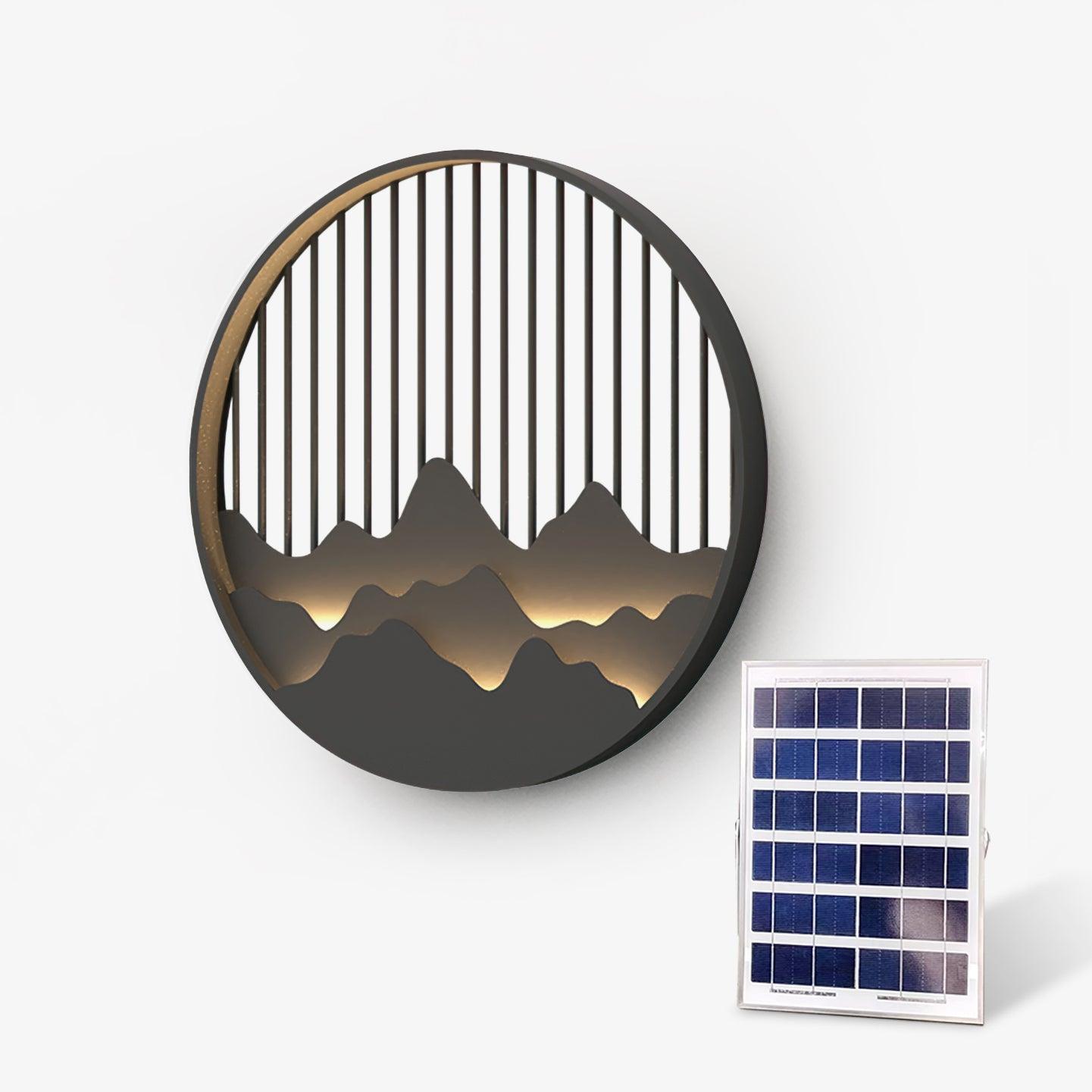 Applique murale extérieure motif montagne – cadre gris, design naturel