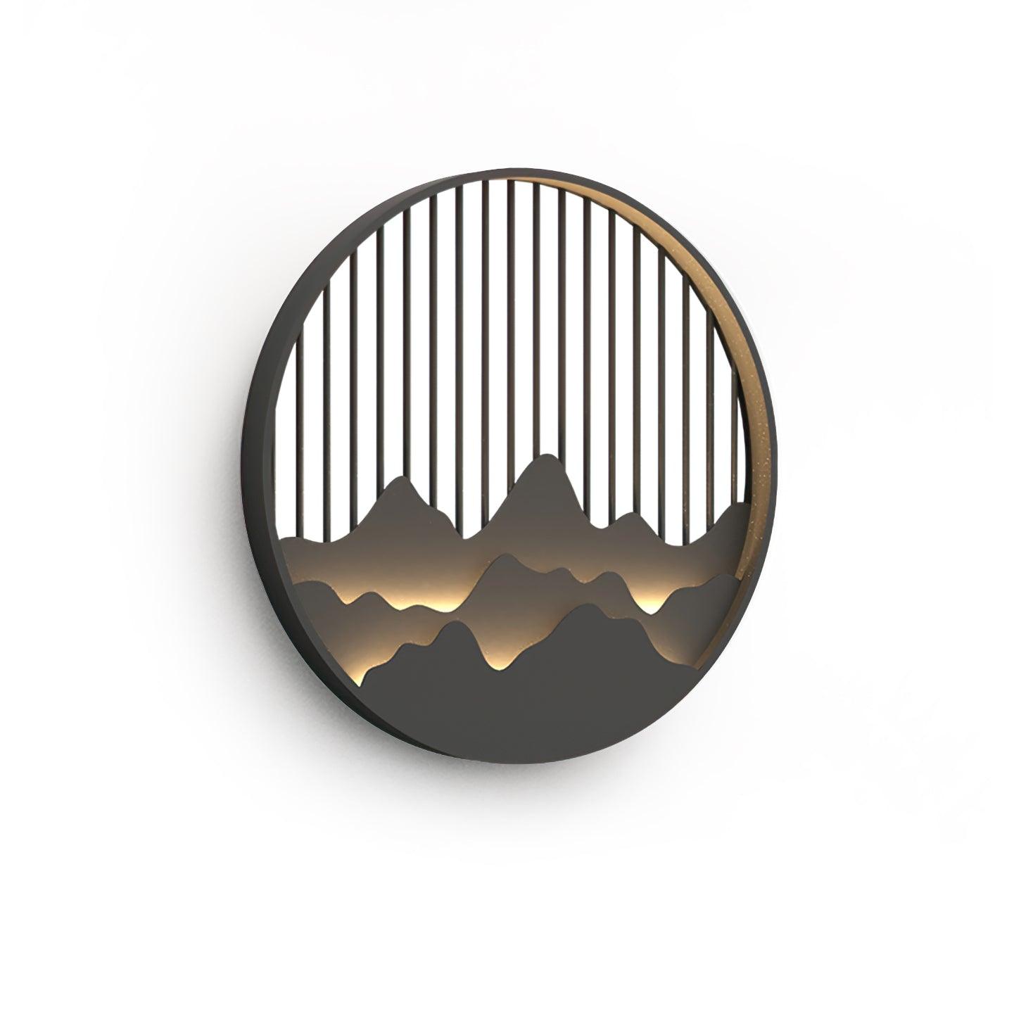 Applique murale extérieure motif montagne – cadre gris, design naturel