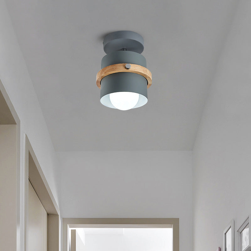 Plafonnier Cylindrique Orientable Bois & Métal