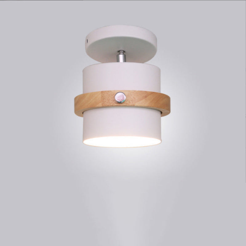 Plafonnier Cylindrique Orientable Bois & Métal