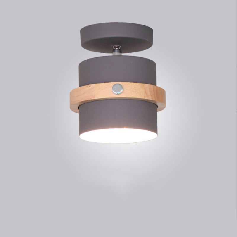 Plafonnier Cylindrique Orientable Bois & Métal