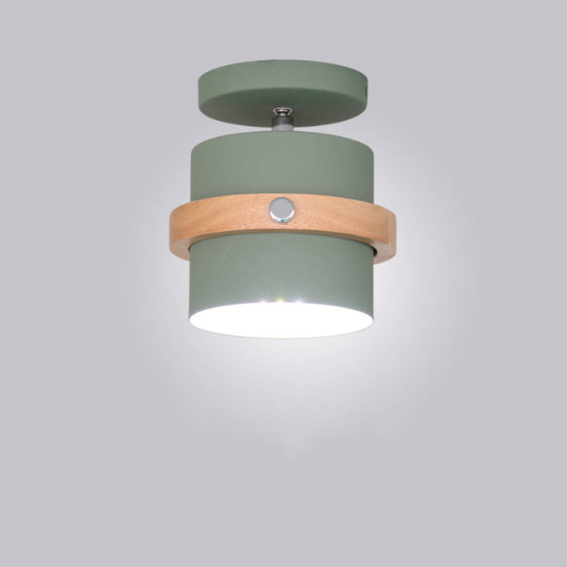 Plafonnier Cylindrique Orientable Bois & Métal