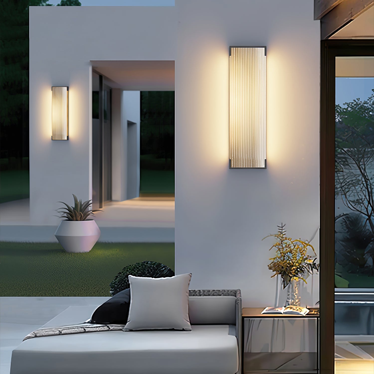 Applique murale solaire rectangulaire LED – panneau PC strié, sans câble