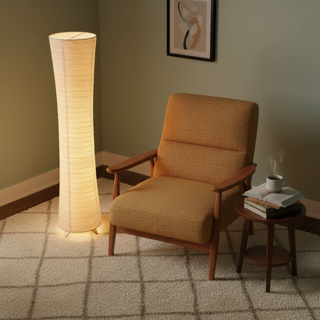 Lampadaire papier minimaliste Hinora
