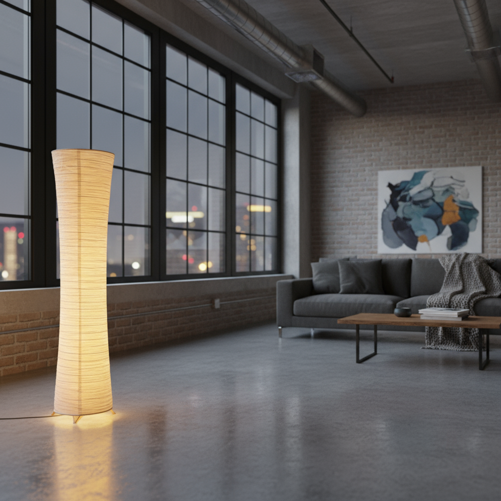Lampadaire papier minimaliste Hinora