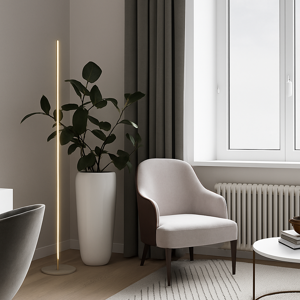 Lampadaire LED minimaliste en métal noir – design épuré Lucien