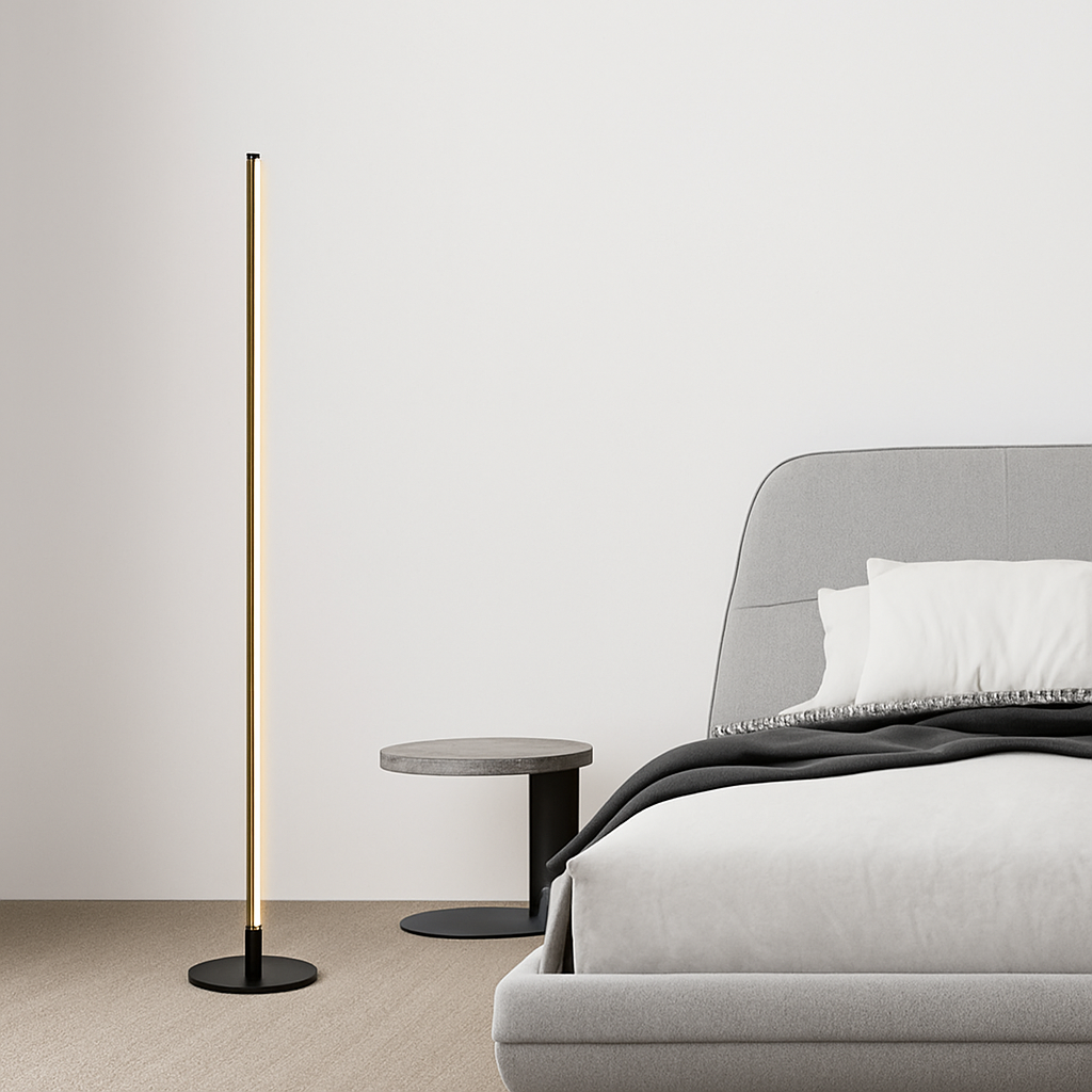 Lampadaire LED minimaliste en métal noir – design épuré Lucien