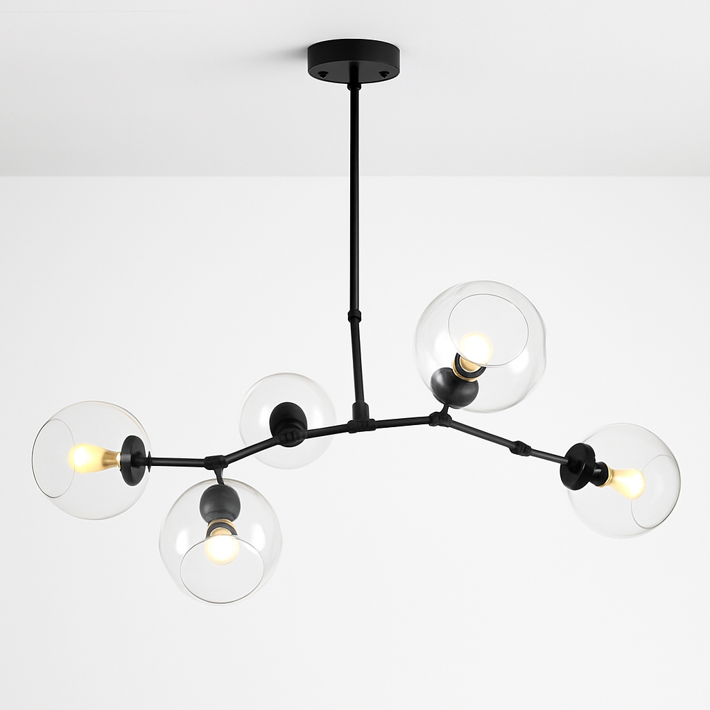 Lustre doré avec globes en verre – design chic et contemporain Lindsey