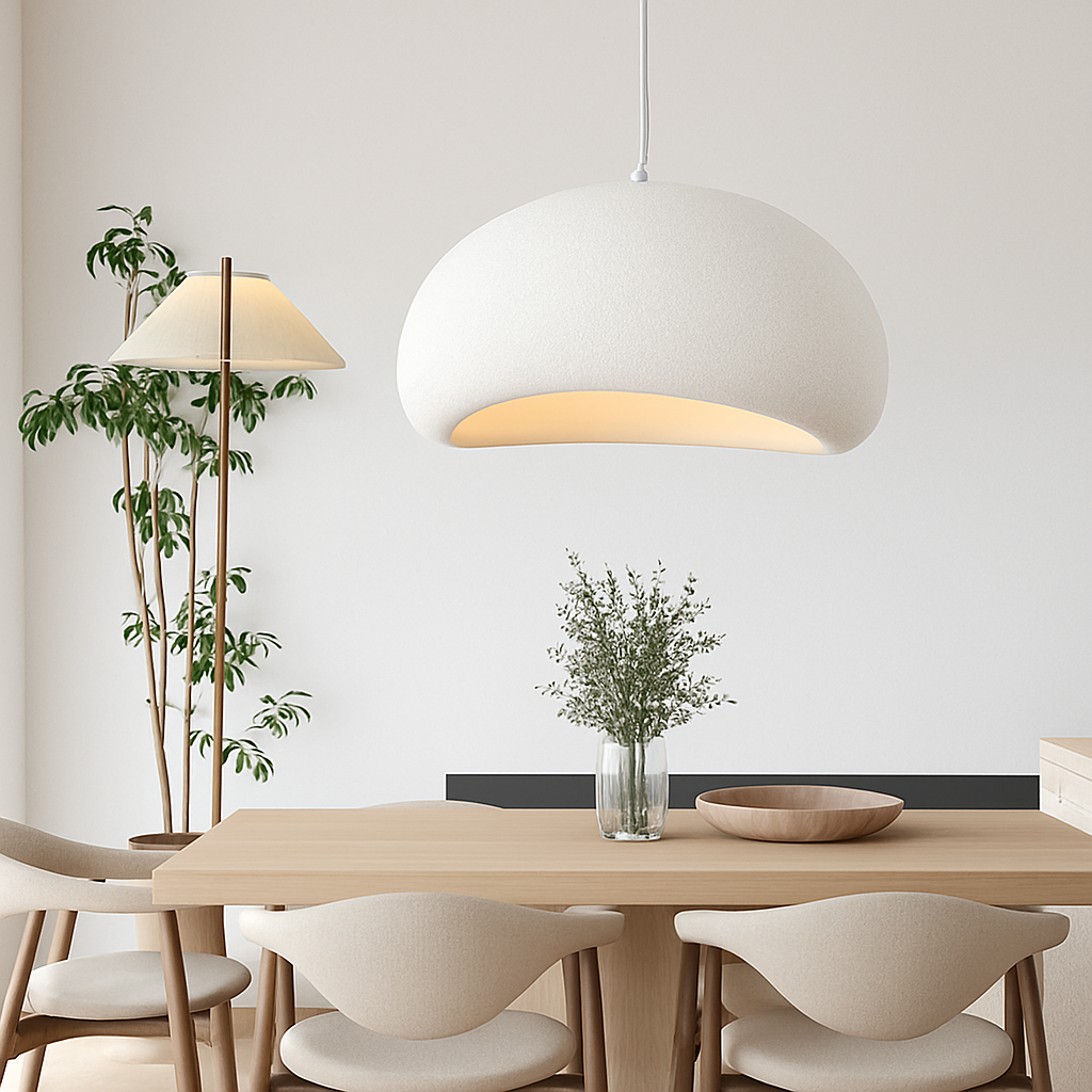 Lustre LED suspendu style wabi-sabi nordique – ambiance naturelle