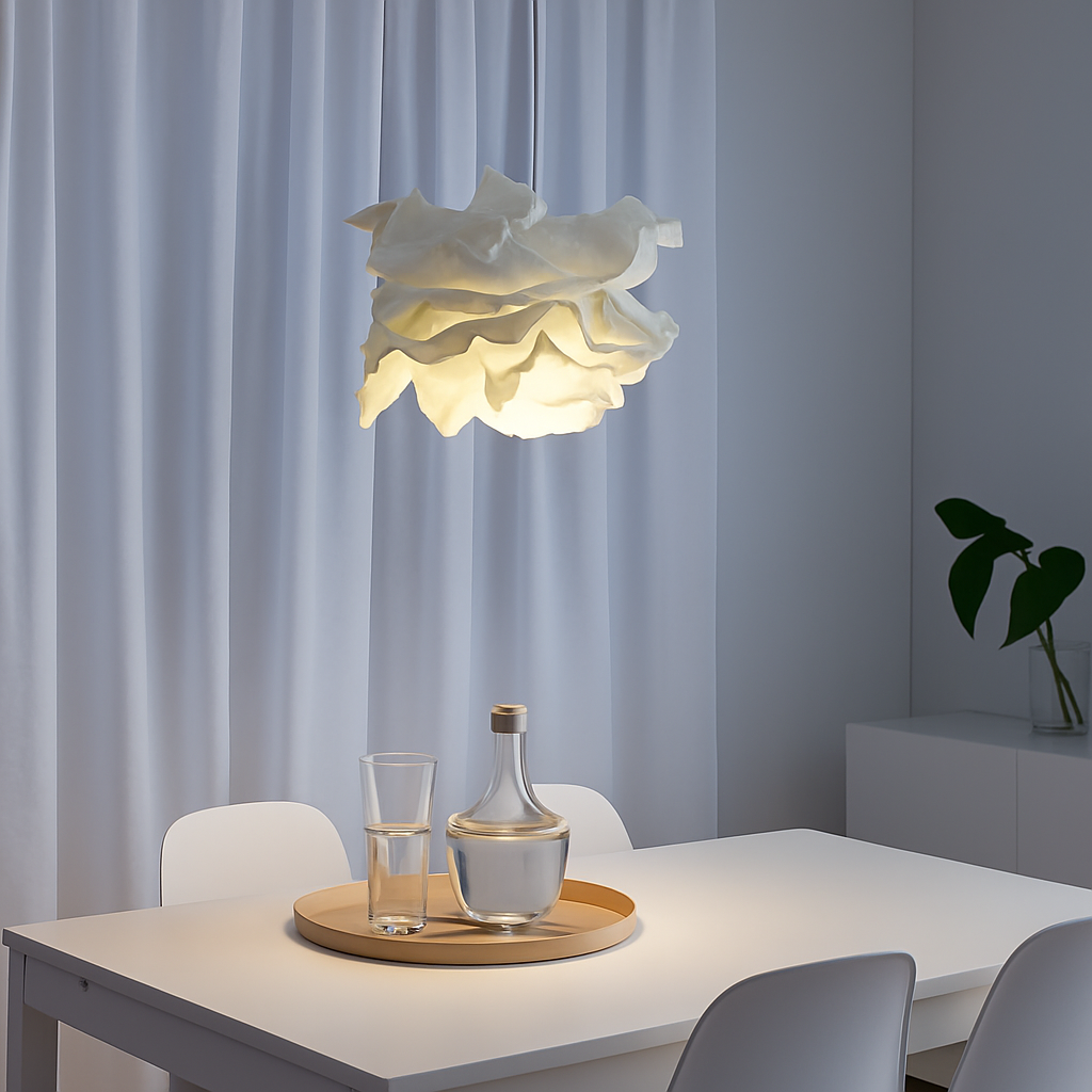 Lustre en papier blanc design floral – luminaire suspendu créatif E27