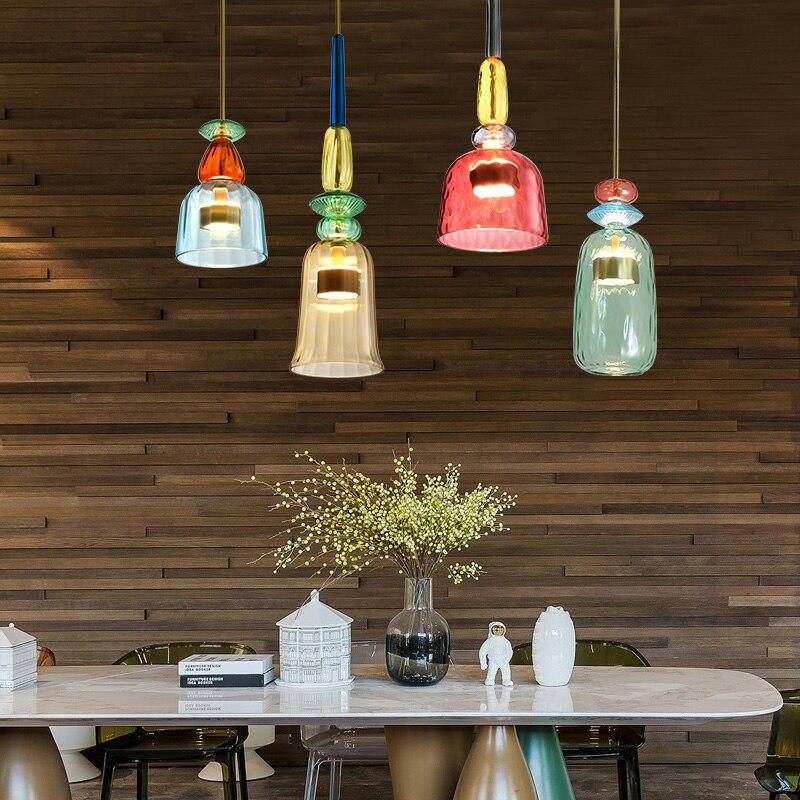 Suspension LED en verre teinté coloré – style nordique Illumy