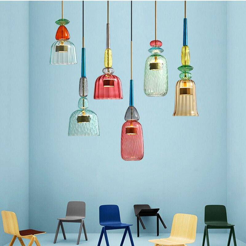 Suspension LED en verre teinté coloré – style nordique Illumy