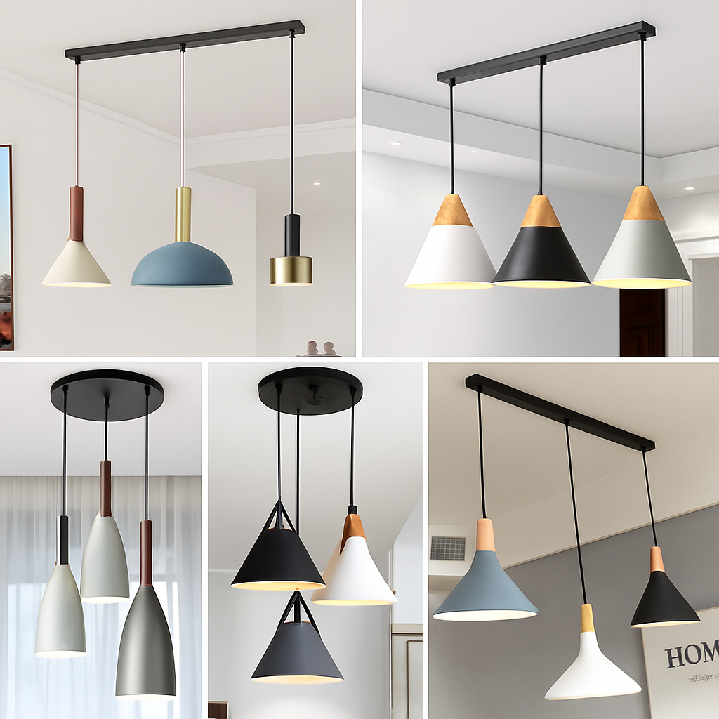 Support socle long pour suspension – 1 à 5 points lumineux, noir ou blanc