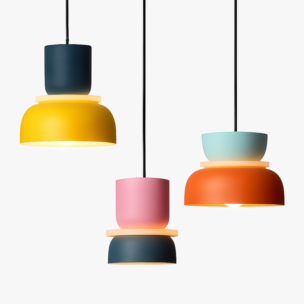 Suspension géométrique en métal coloré – formes ludiques Makazon