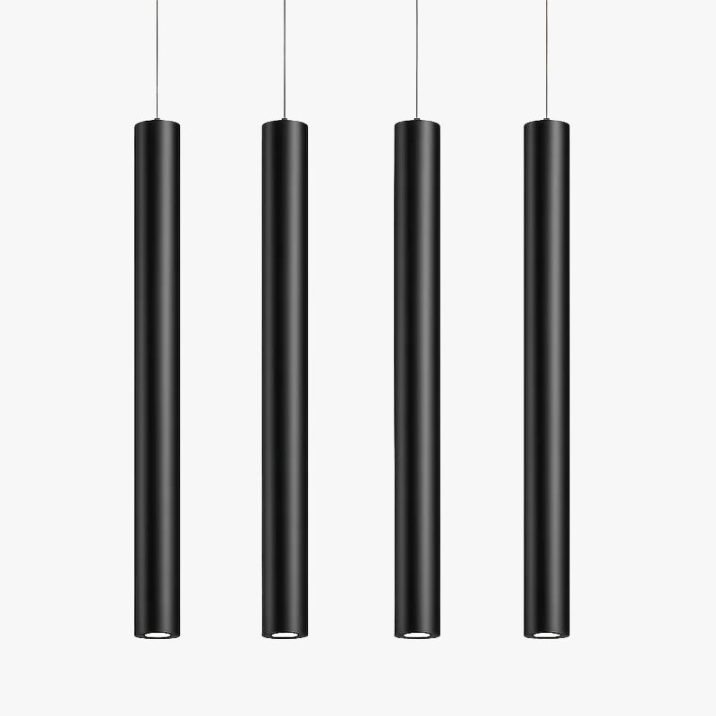 Suspension cylindrique LED en métal noir – design industriel épuré
