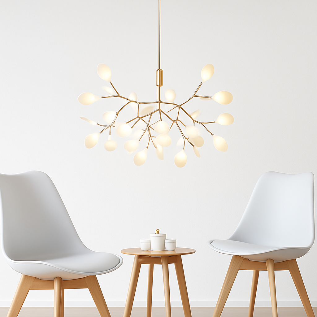 Suspension LED en fer ramifié style arbre – cuivré ou noir