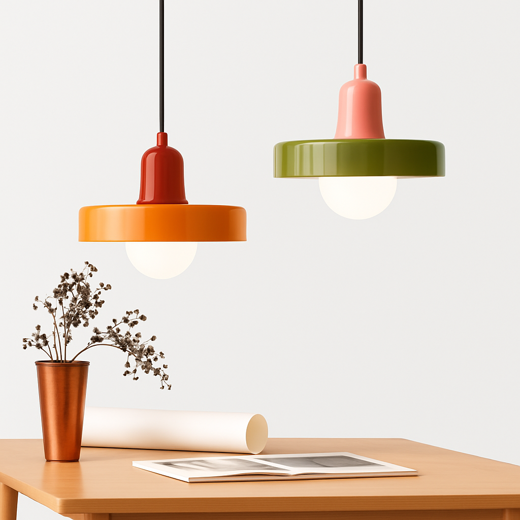 Suspension en verre soufflé teinté couleurs douces style nordique