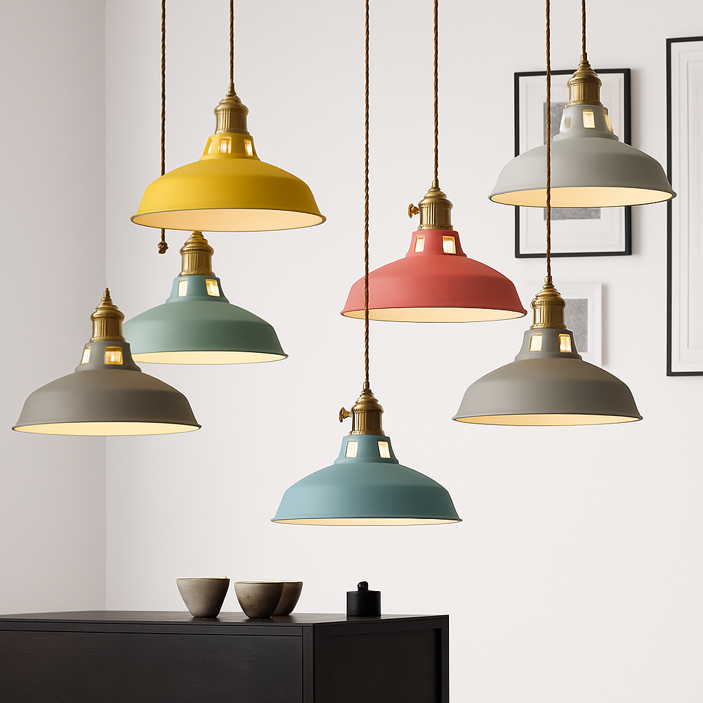 Suspension LED en métal coloré style industriel – Loft
