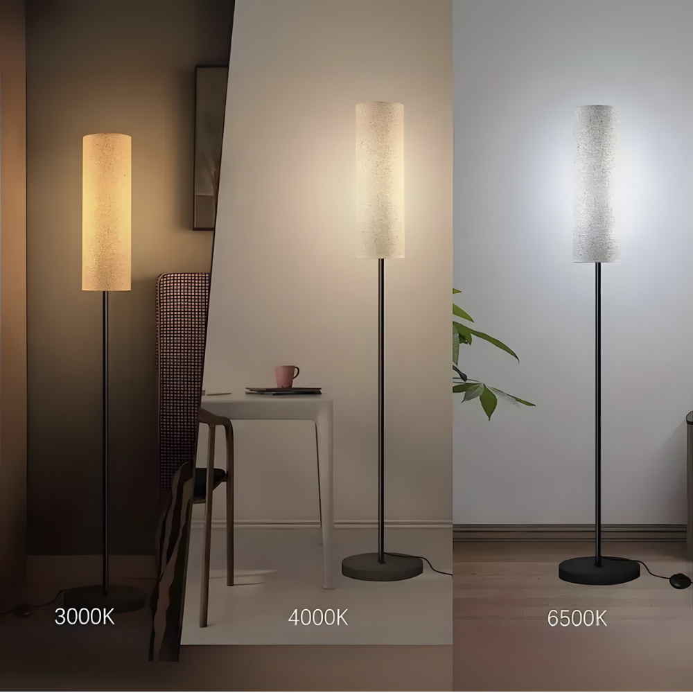 Lampadaire en tissu effet lin Nérina