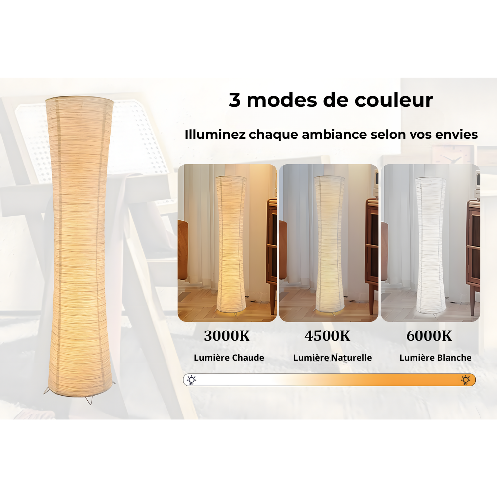Lampadaire papier minimaliste Hinora