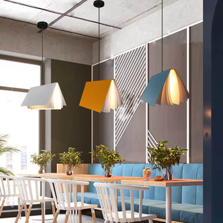 Suspension Livre Volant en Métal et PVC – Luminaire Suspendu Moderne Lumière
