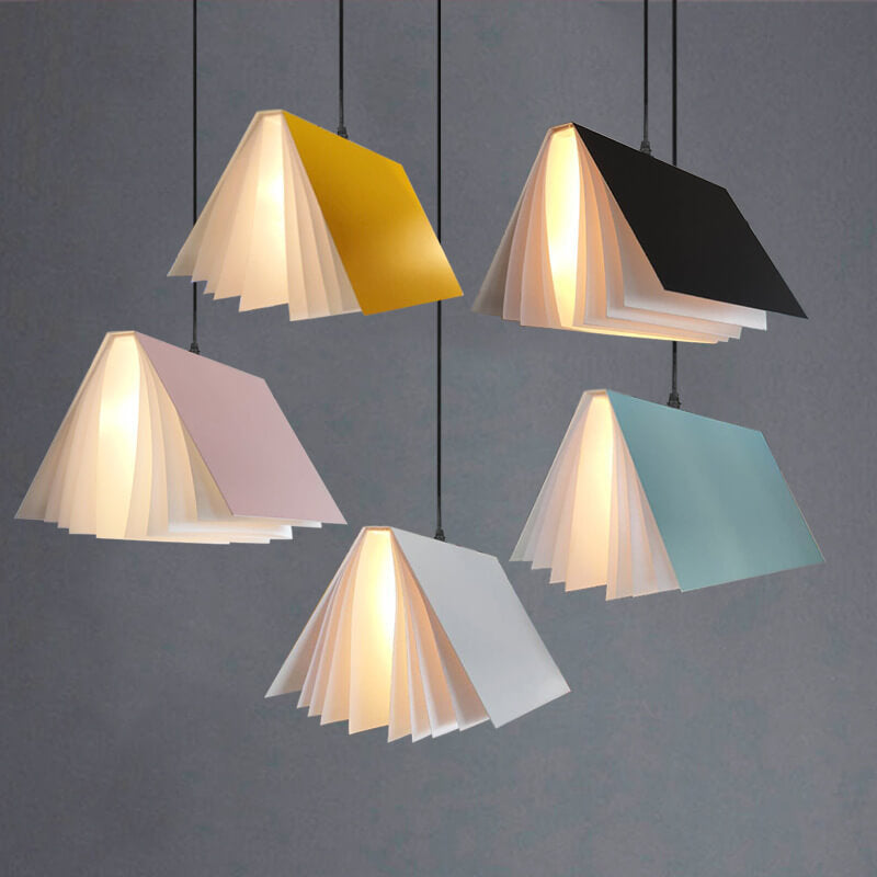 Suspension Livre Volant en Métal et PVC – Luminaire Suspendu Moderne Lumière